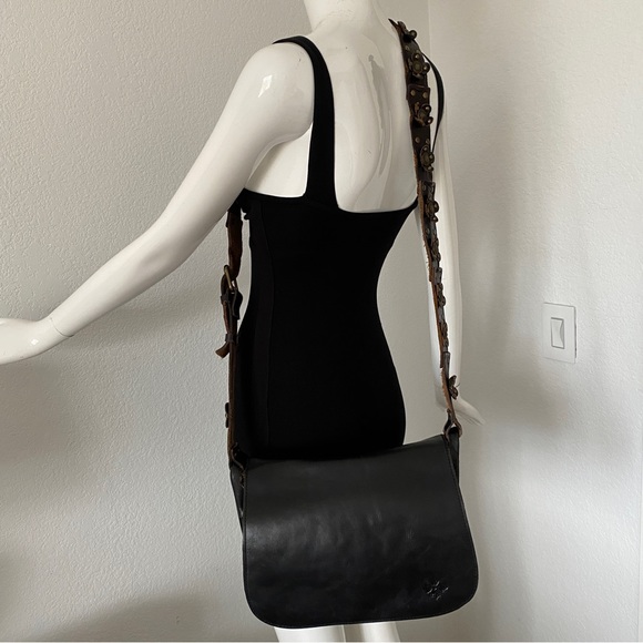Patricia Nash Black Leather Crossbody Bag with Embellished Strap - Picture 6 of 12